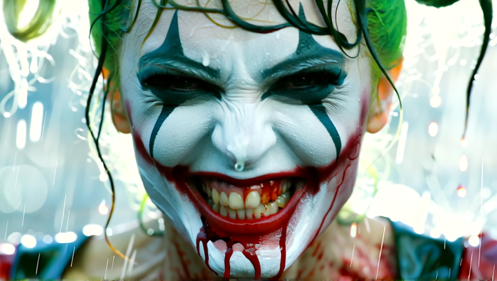 Harley Quinn - MANIC RAGE - Extreme close-up, handheld, slightly shaking