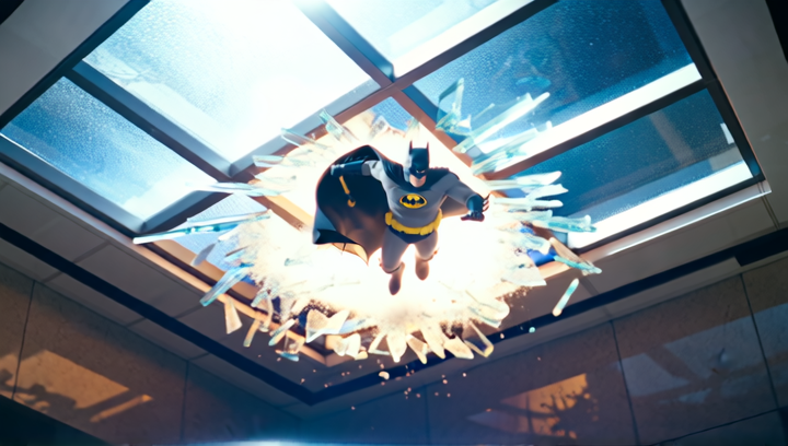 Cinematic wide shot from below a glass floor