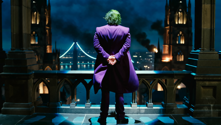 Wide shot from behind