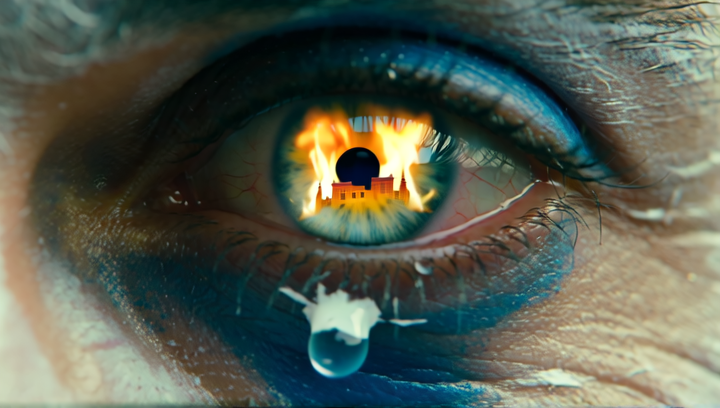 Extreme close-up of the Joker's eye