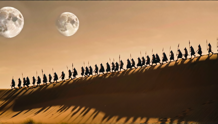 Extreme wide shot at golden hour