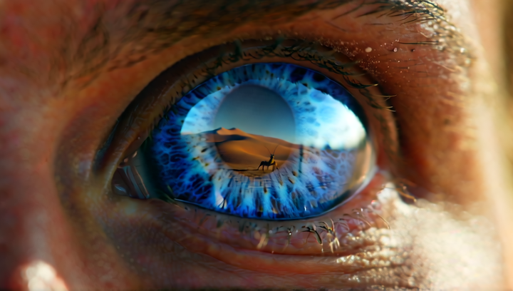 Close-up of blue-within-blue eyes filling the frame