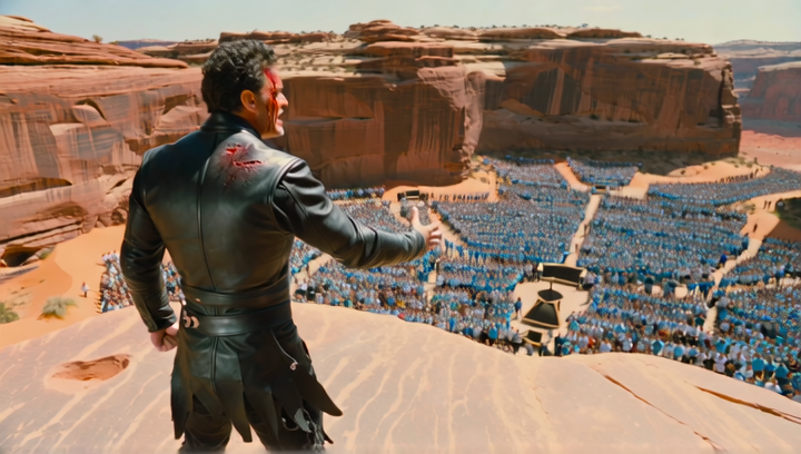 Low-angle shot from desert floor looking up