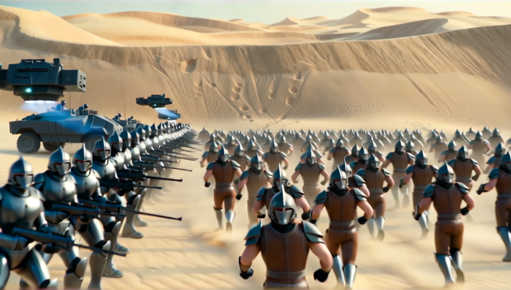 Aerial tracking shot at dawn