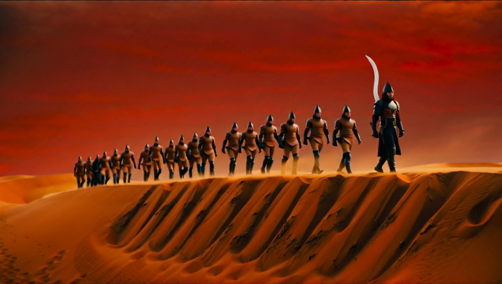 Cinematic wide shot at dusk