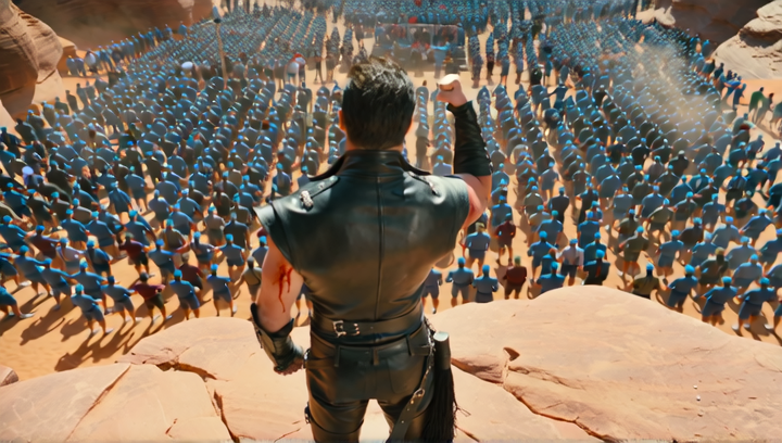 Low-angle shot from desert floor looking up