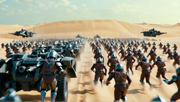 Aerial tracking shot at dawn